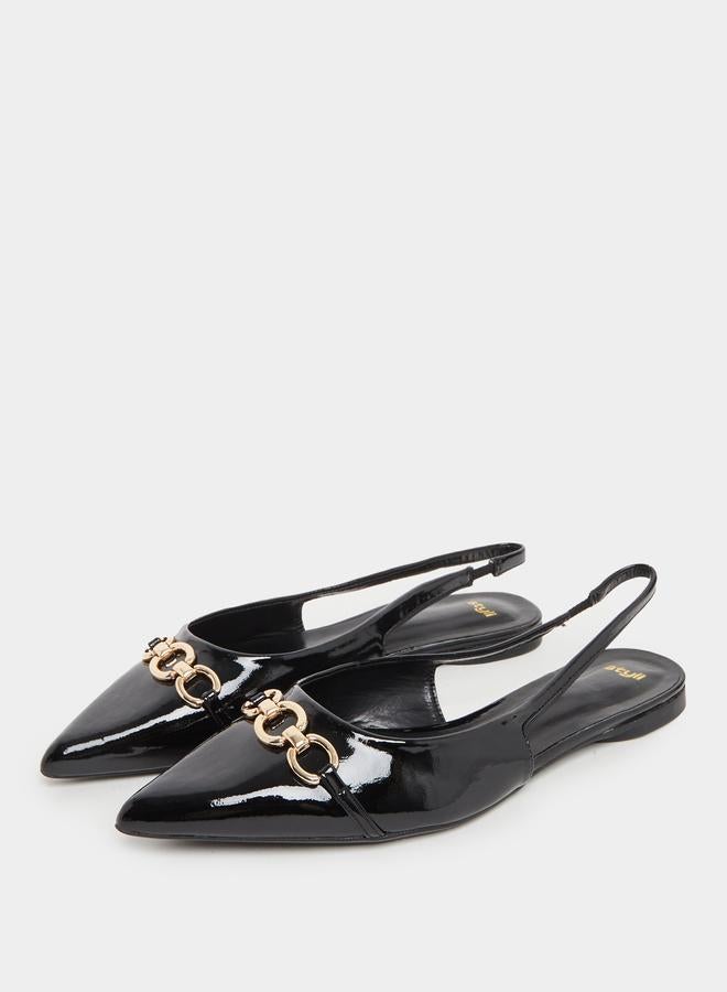 Styli Pointed Toe Slingback Shoes with Metal Accent - Image 2