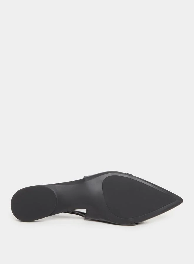 Styli Pointed Toe Slingback Shoes with Metal Accent
