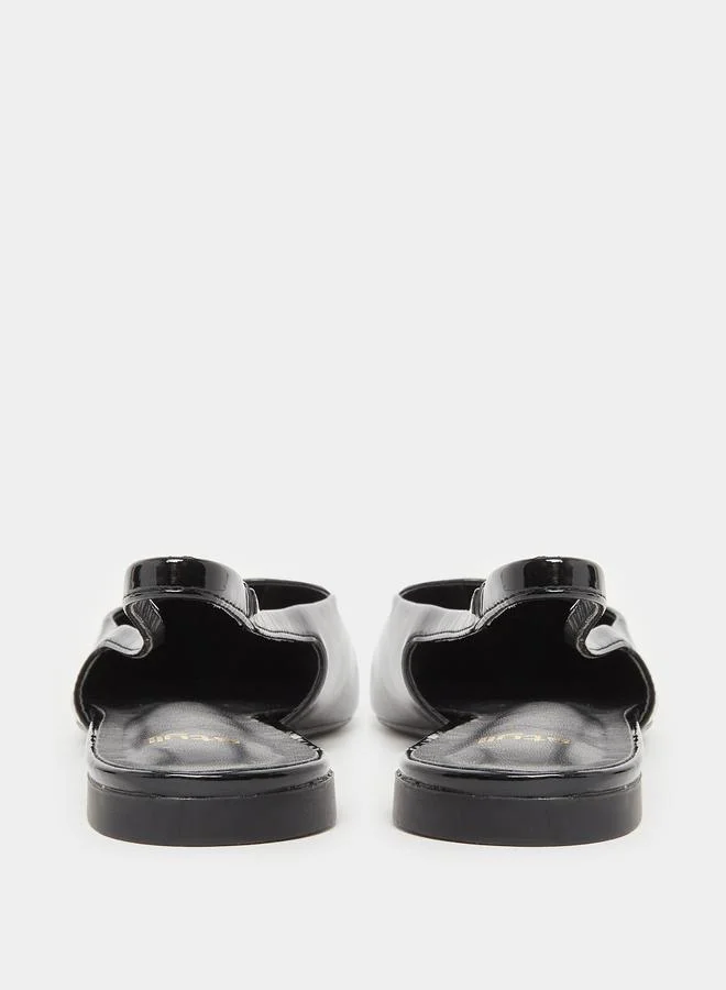 Styli Pointed Toe Slingback Shoes with Metal Accent