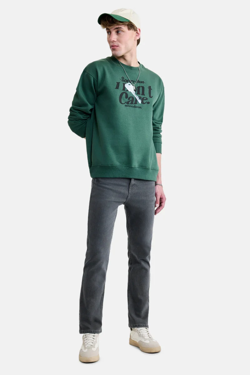 سنيتش Charcoal Grey Solid Straight Fit Casual Jeans