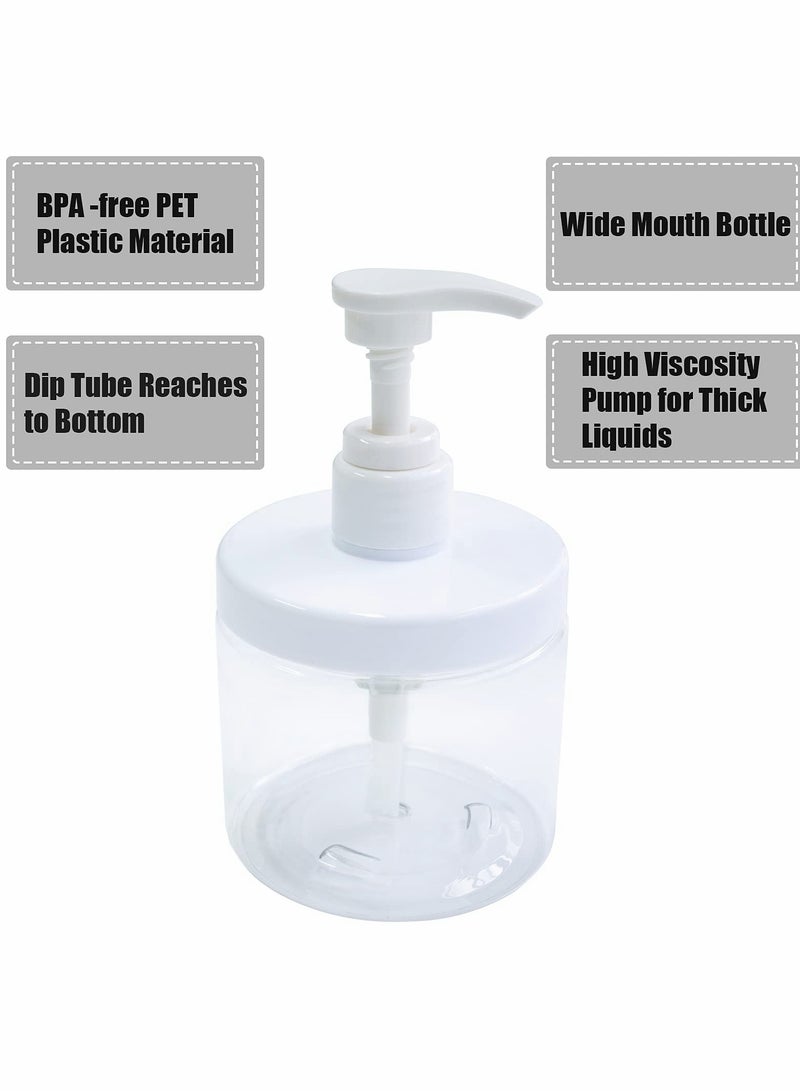 Excefore Plastic Pump Bottles, 2 Pcs  Refillable Pump Bottle Dispenser, 16oz Hand Gel Dispenser - Image 3
