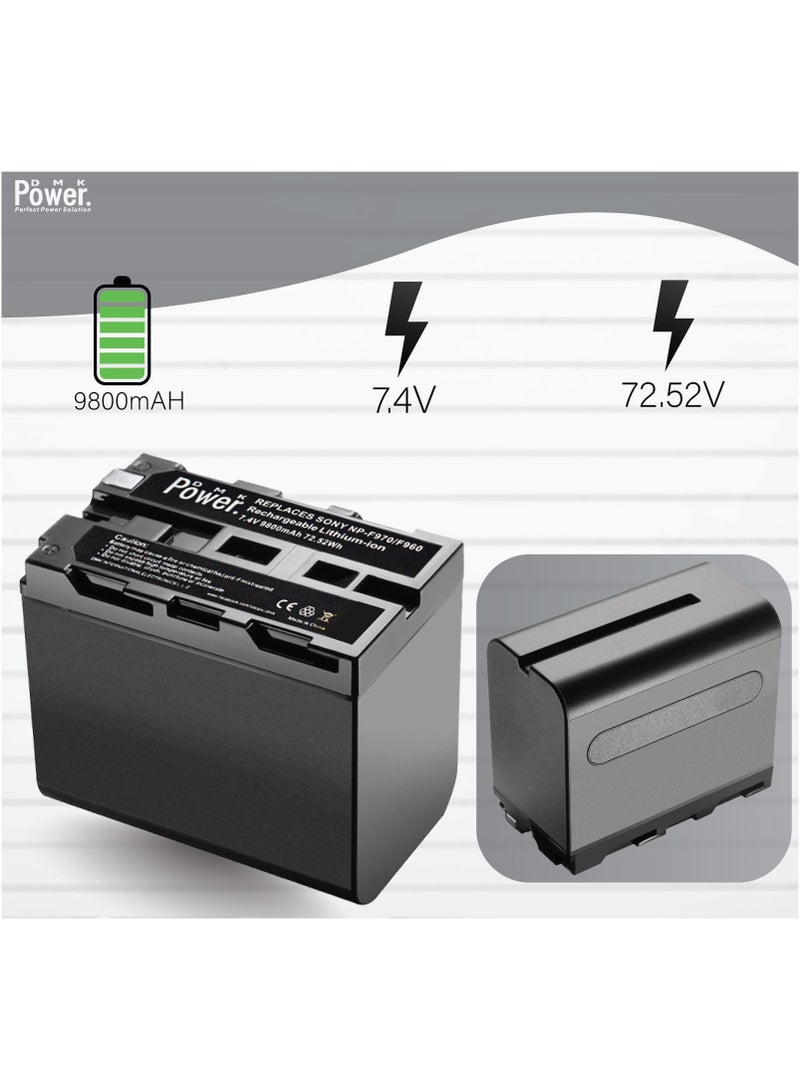 DMK Power DMK Power NP-F970 F960 Rechargeable Li-ion Battery (9800mAh) fit for Sony Cameras LED Video Lights & Monitors Style & Size Available (F970 (Not for Cameras), 9800mAh 1 Pack) - Image 2
