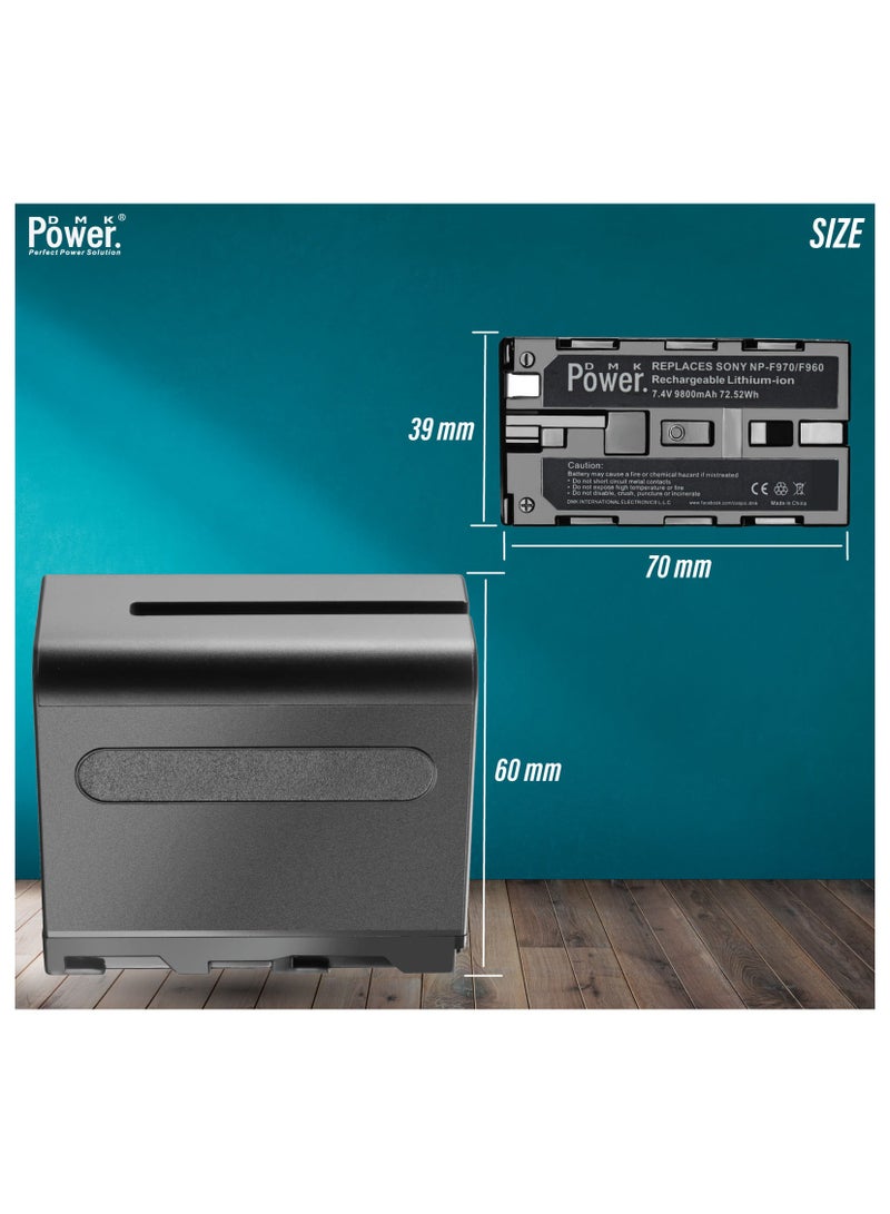 DMK Power DMK Power NP-F970 F960 Rechargeable Li-ion Battery (9800mAh) fit for Sony Cameras LED Video Lights & Monitors Style & Size Available (F970 (Not for Cameras), 9800mAh 1 Pack) - Image 4