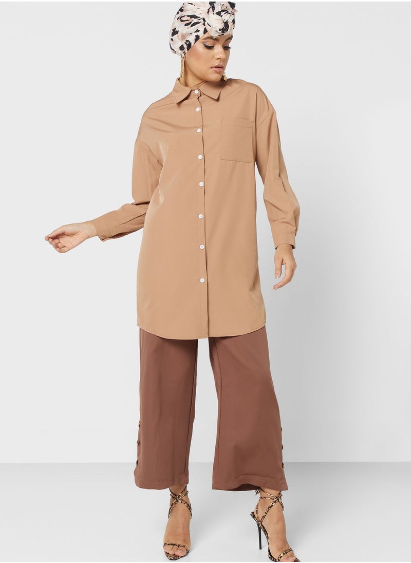 Khizana - Basic Longline Button Down Shirt - Image 1