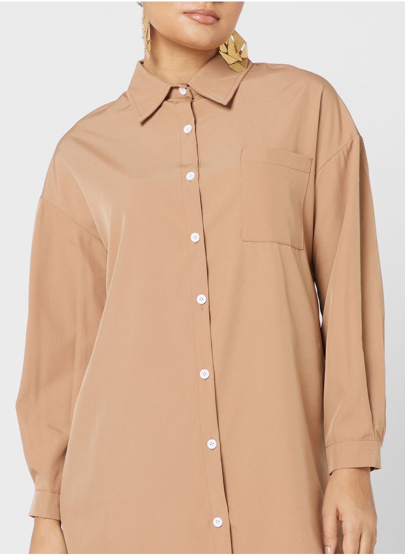 Khizana - Basic Longline Button Down Shirt - Image 1