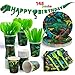 JOYIN 145 Piece Dinosaur Birthday Party Supplies with Banner 24 Serves Dinosaur Disposable Tableware Set with Plates Cups Napkins and Cutlery Sets for Dinosaur Themes Party Kids Years - Image 3
