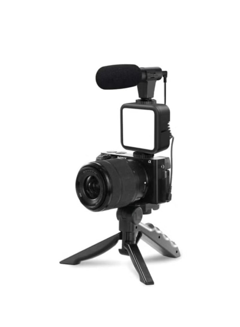 LED Video Light + Microphone + Mobile Phone Holder + Hand Grip/Mini Tripod Compatible with Smartphones for TikTok, Youtube, Live Streaming and Meetings - Image 2