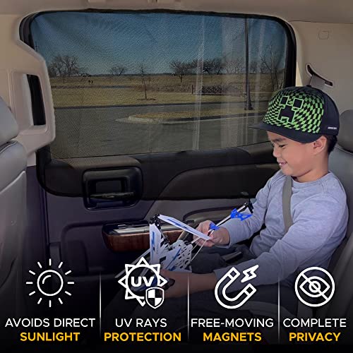 EcoNour Magnetic Side Window Sunshade (2 Pack) | Rear Window Sunshades for Car Blocks Sunlight & Keeps Your Car Cooler | Baby Car Window Shades Ensure Privacy Protection | Black,30 x 19.5 Inches - Image 2