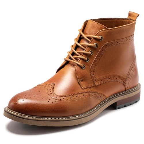 ArcBrothers Mens Dress Boots Oxford Dress Boots For Mens Dreey And Classic Brogue Yellow Brown - Image 1