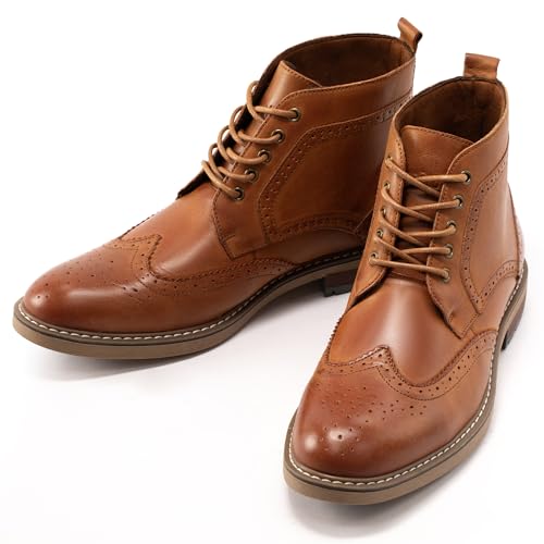 ArcBrothers Mens Dress Boots Oxford Dress Boots For Mens Dreey And Classic Brogue Yellow Brown - Image 5