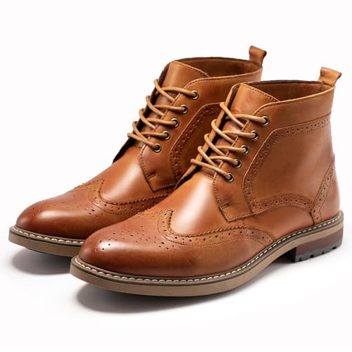 ArcBrothers Mens Dress Boots Oxford Dress Boots For Mens Dreey And Classic Brogue Yellow Brown - Image 4