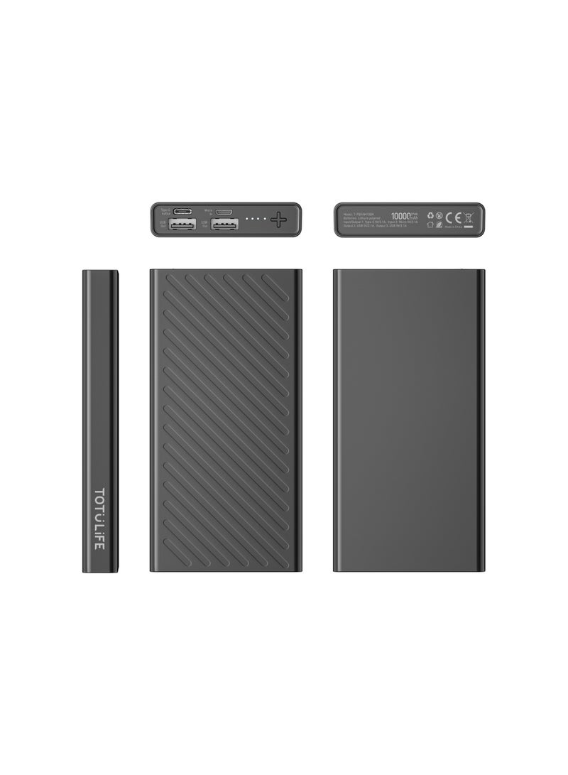 Totulife FAME Series 10000mAh Power Bank - Type-C & Micro USB Input, Dual USB Output for Fast Charging - Image 4