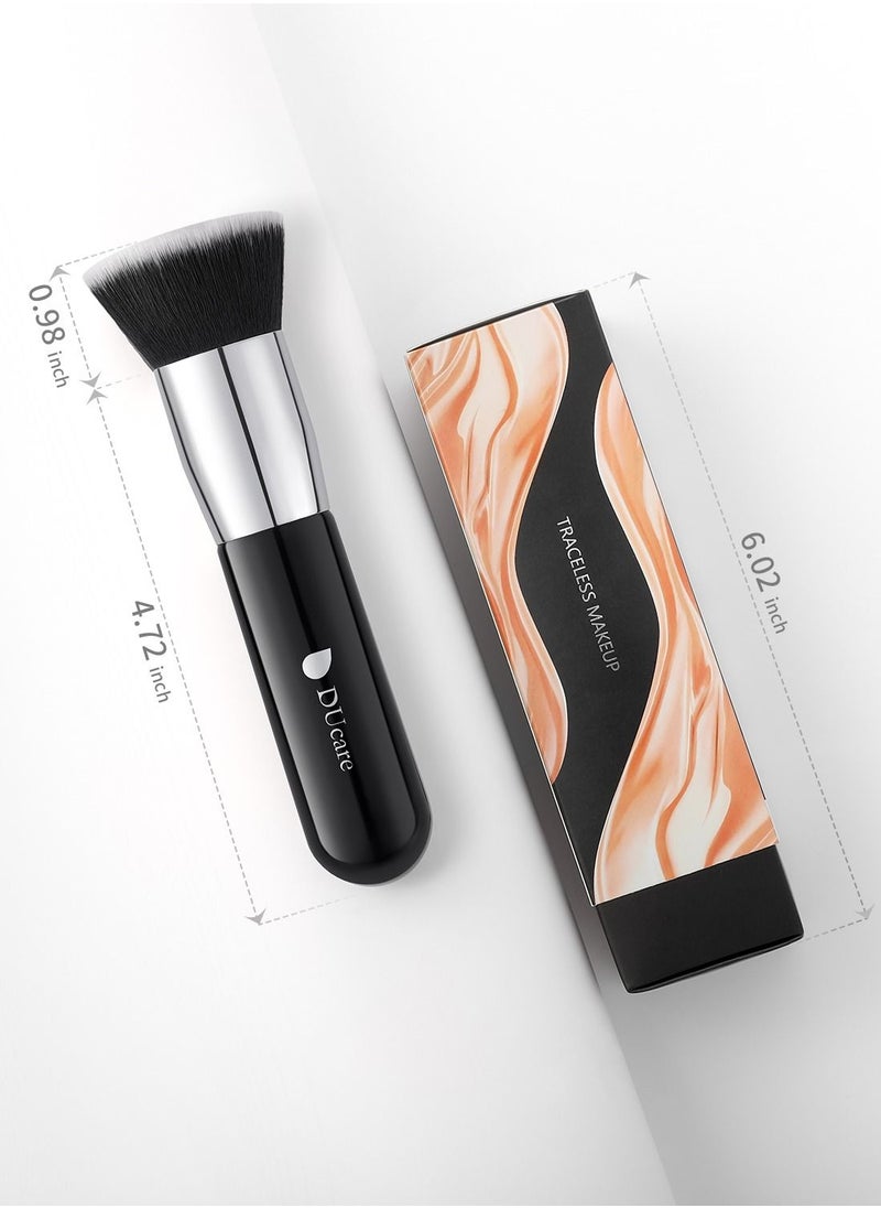 DUcare Kabuki Foundation Brush for Liquid Makeup Flat Top Professional Stick Buffing Blending Mineral Powder Large Makeup Face Brush, Black  - Image 5