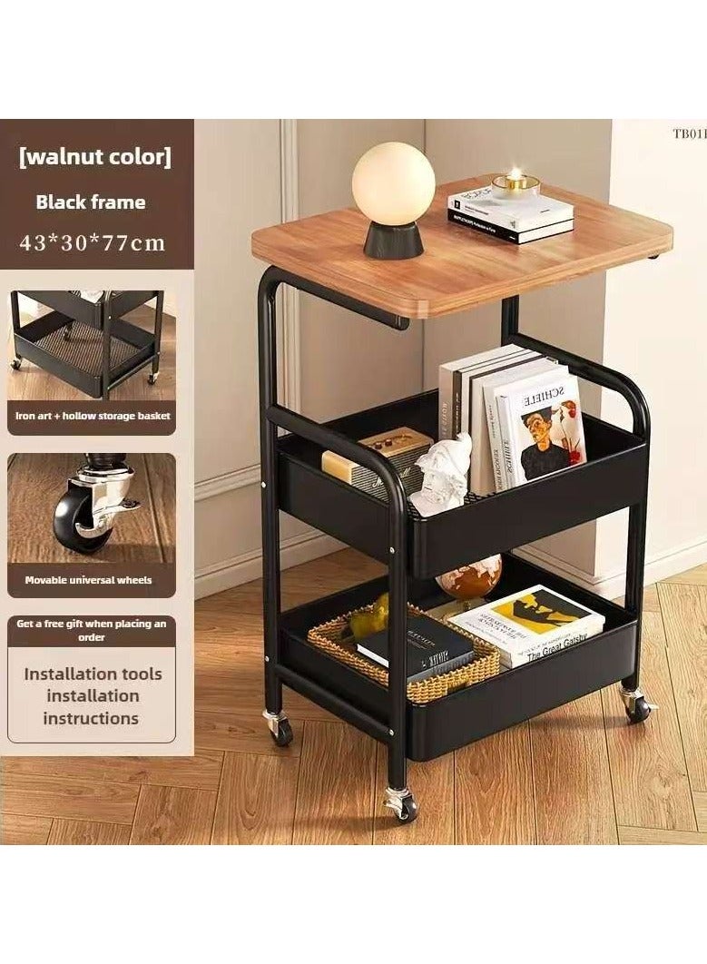 Generic 3-Tier Printer Stand with Wheels – Rolling Storage Cart with Wood Tabletop & Metal Frame, Compact Utility Shelf for 3D Printer, Office, Kitchen, and Craft Supplies, Mobile Desk Organizer for Home & Workspaces  - Image 5