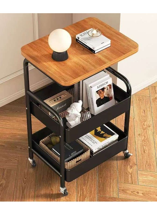 Generic 3-Tier Printer Stand with Wheels – Rolling Storage Cart with Wood Tabletop & Metal Frame, Compact Utility Shelf for 3D Printer, Office, Kitchen, and Craft Supplies, Mobile Desk Organizer for Home & Workspaces  - Image 1