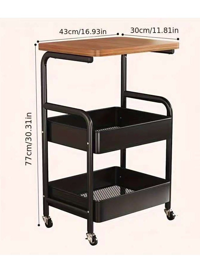 Generic 3-Tier Printer Stand with Wheels – Rolling Storage Cart with Wood Tabletop & Metal Frame, Compact Utility Shelf for 3D Printer, Office, Kitchen, and Craft Supplies, Mobile Desk Organizer for Home & Workspaces  - Image 4