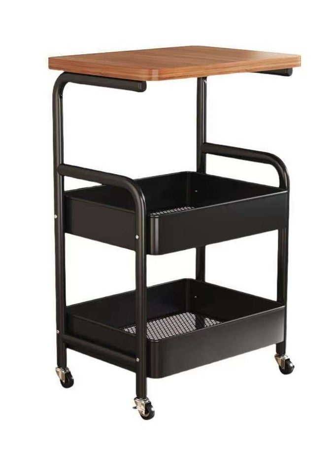Generic 3-Tier Printer Stand with Wheels – Rolling Storage Cart with Wood Tabletop & Metal Frame, Compact Utility Shelf for 3D Printer, Office, Kitchen, and Craft Supplies, Mobile Desk Organizer for Home & Workspaces  - Image 2