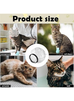 SAVITA Cat Breathable Bubble Helmet with Silicone Paw Covers, Light Green Cat Adjustable Hood Plastic Kitten Breathable Anti Bite Muzzles for Cats Grooming Bathing Shaving Nail Trimming  - Image 5