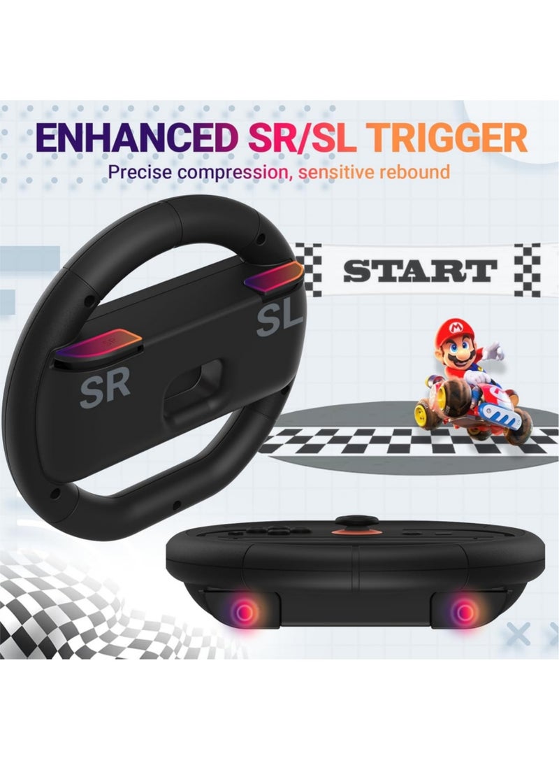 Aookay [2 Pack] Switch Steering Wheel for Nintenedo Switch 2 (2025), Racing Steering Wheel for Mario Kart World 9/8, Mario Kart Steering Wheel Grip for Switch2 Joy-con Accessories Kit (Black)  - Image 3
