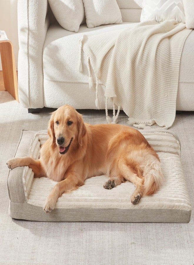 WINDRACING Orthopedic Dog Beds for Medium Dogs, Waterproof Egg Foam Dog Sofa Bed with L Bolster Sides, Washable Medium Pet Bed with Removable Cover & Non-Slip Bottom, 36 x 23 inch, Beige - Image 3