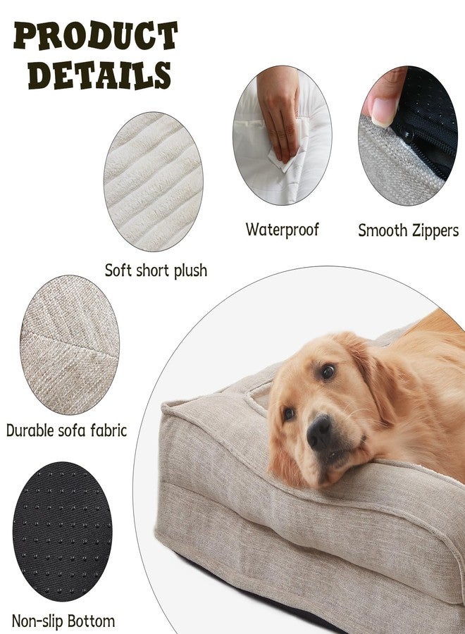 WINDRACING Orthopedic Dog Beds for Medium Dogs, Waterproof Egg Foam Dog Sofa Bed with L Bolster Sides, Washable Medium Pet Bed with Removable Cover & Non-Slip Bottom, 36 x 23 inch, Beige - Image 4