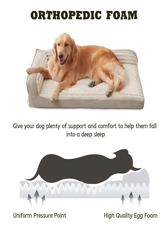 WINDRACING Orthopedic Dog Beds for Medium Dogs, Waterproof Egg Foam Dog Sofa Bed with L Bolster Sides, Washable Medium Pet Bed with Removable Cover & Non-Slip Bottom, 36 x 23 inch, Beige - Image 2