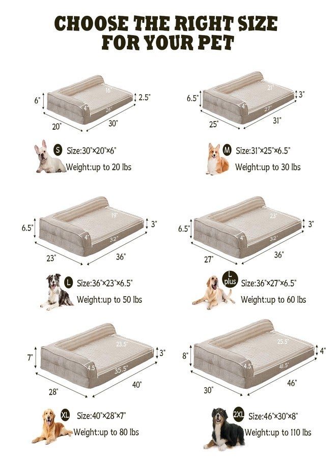 WINDRACING Orthopedic Dog Beds for Medium Dogs, Waterproof Egg Foam Dog Sofa Bed with L Bolster Sides, Washable Medium Pet Bed with Removable Cover & Non-Slip Bottom, 36 x 23 inch, Beige - Image 5
