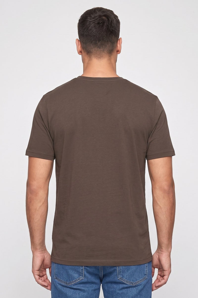 Lyle & Scott Men Crew Neck Short Sleeve Embroidered Logo T-Shirt, Dark Brown - Image 4