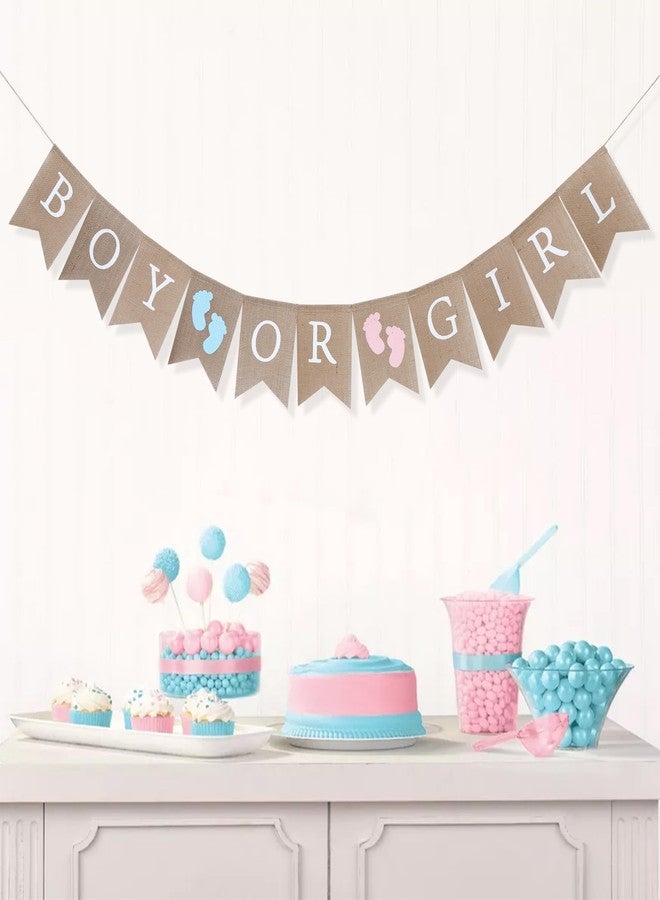 WAWOO Boy or Girl Burlap Banner - Burlap Baby Shower Banner, Gender Reveal, Rustic Pink - Image 2