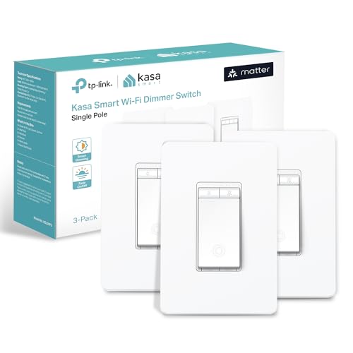 Kasa Smart Kasa Matter Smart Dimmer Switch: Voice Control w/Siri, Alexa & Google Assistant, UL Certified, Timer & Schedule, Easy Guided Install, Neutral Wire Required, Single Pole, 2.4GHz Wi-Fi, 3-Pack - Image 1