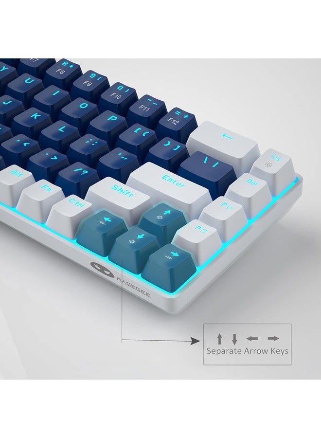 MageGee Mechanical Gaming Keyboard 60%,LED Backlit Keyboard, 68 Keys Mini Wired |Blue Switch | Blue/White - Image 3