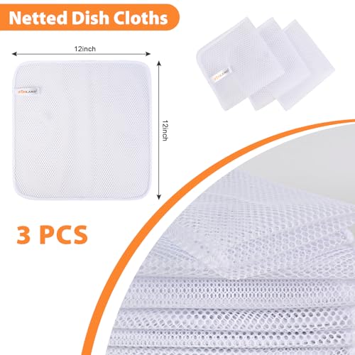 SUNLAND Netted Dish Cloths for Washing Dishes No Odor Dishes Scrubber for Kitchen-Fast Drying and Easy to Clean Mesh Dish Cloth 3 Pack 12Inch x12Inch White - Image 2