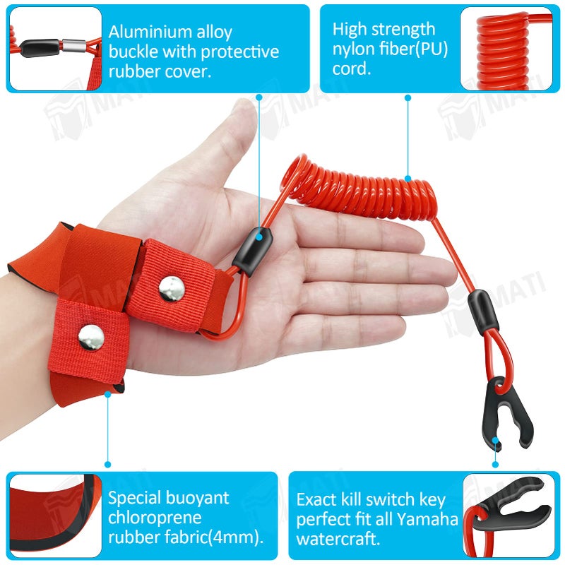 M MATI حبل الأمان M MATI Stop Kill ل EW2-68348-00-00 لجميع ياماها جت سكي WaveRunner WaveVenture WaveRaider WaveJammer WaveBlaster FX140 - Image 3
