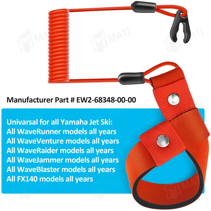 M MATI حبل الأمان M MATI Stop Kill ل EW2-68348-00-00 لجميع ياماها جت سكي WaveRunner WaveVenture WaveRaider WaveJammer WaveBlaster FX140 - Image 2