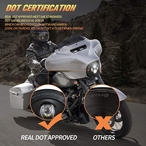 XPCTD 7 Inch LED Headlight With Mounting Bracket For Touring Street Glide Road King Ultra Classic Electra Glide Fat Boy Tri Cvo Heritage Softail Slim (Single 7 Inch LED Headlight Black-No Halo) - Image 2