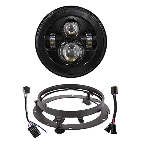XPCTD 7 Inch LED Headlight With Mounting Bracket For Touring Street Glide Road King Ultra Classic Electra Glide Fat Boy Tri Cvo Heritage Softail Slim (Single 7 Inch LED Headlight Black-No Halo) - Image 1