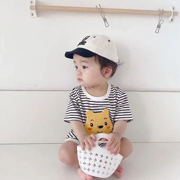 Ice Silk Striped Babys suit Wide Pine Summer Wear Casual Childrens Pajamas for Boys and Girls Cold Home Clothes Air-conditioning Clothes black stripes  - Image 5