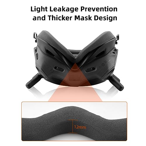 HeiyRC وسادة فوم HeiyRC لنظارات DJI V2، وسادة وجه بديلة متوافقة مع ملحقات DJI FPV Combo/Avata - نسخة مطورة، بدون تسرب للضوء - Image 3