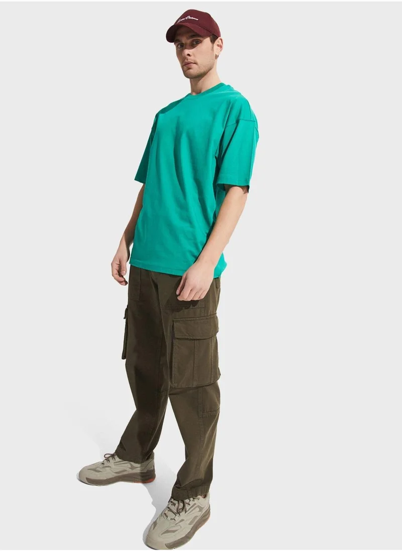 جون Ribbed  Collar T-Shirt