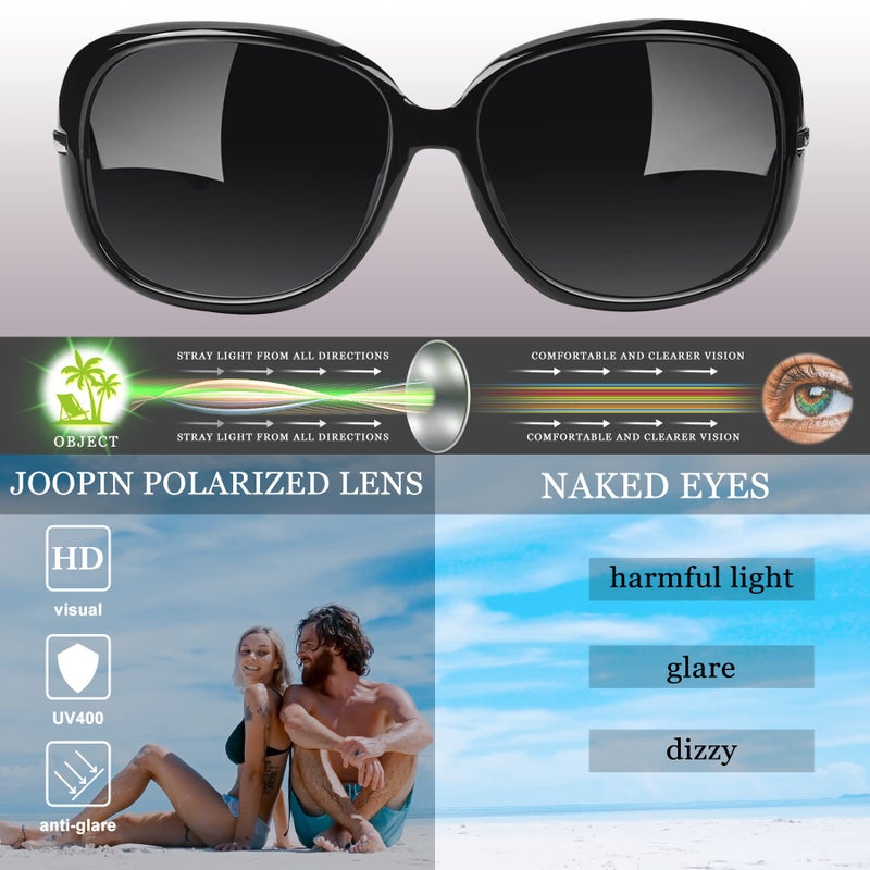 Joopin Trendy Oversized Sunglasses Large Shades for Women Ladies Big Rectangle Sun Glasses Polarized UV Protection Rhinestone Sunnies (Black Purple) - Image 3