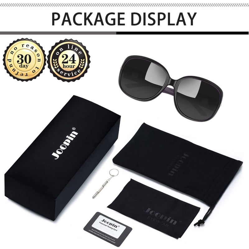 Joopin Trendy Oversized Sunglasses Large Shades for Women Ladies Big Rectangle Sun Glasses Polarized UV Protection Rhinestone Sunnies (Black Purple) - Image 5