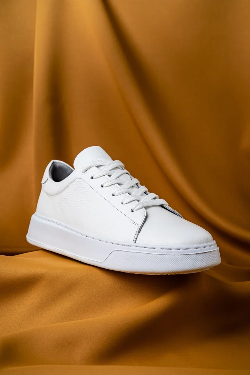 Hatemoğlu White Casual Lace-Up Leather Sneakers