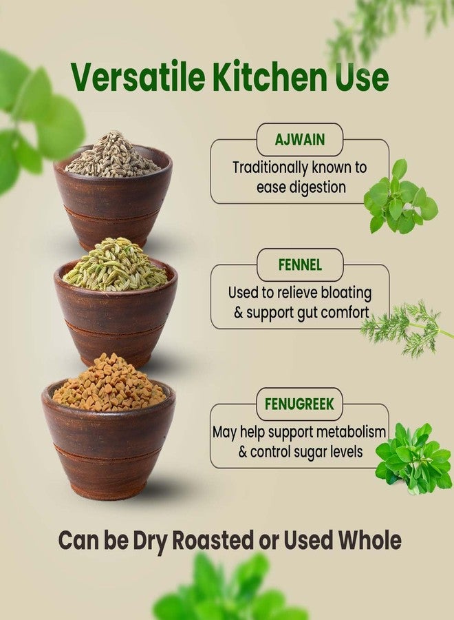 Pure Tree Certified Organic Ajwain, Methi, Saunf | 75 g Each | Carom, Fenugreek & Fennel Seeds | Spices Whole Vaamu, Methi dana, Variyali Combo Pack - Image 3