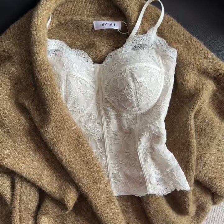 Pure Desire ستايل دانتيل مشطوف حراري كاميسول مع وسائد صدر للنساء، يمكن ارتداؤه في الخارج، ضيق، جذاب، قميص داخلي للتنسيق - Image 2