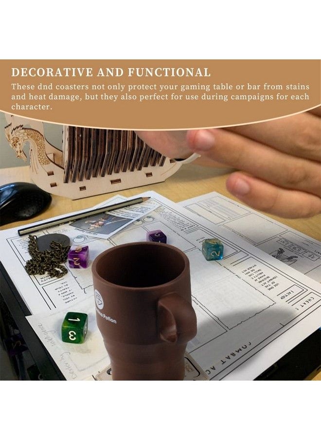 CZYY - D&D Class Coasters Set Of 14 With Holder Hexagon Gaming Mug Mats Wooden Laser Engraved Dnd Classes Icons Gift For Dungeons And Dragons Fans Game Master - Image 1