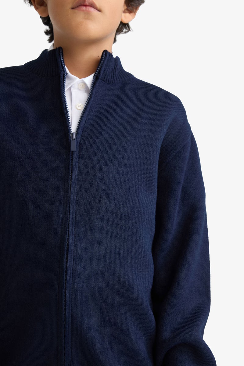 ديفاكتو كارديجان بأكمام طويلة وسحاب نصفي مناسب للأولاد - Image 5