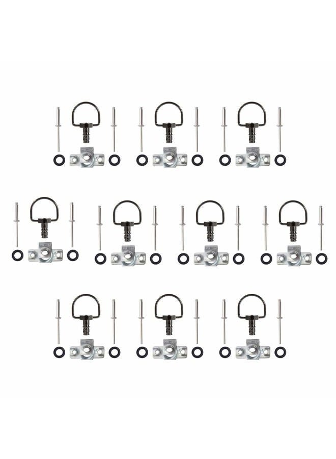 MOTO4U Motorcycle Race Fasteners Quick Release D-Ring 1/4 Turn Race Fairing Fasteners Rivet Type B 14mm (10 Pack) Chrome Black - Image 1