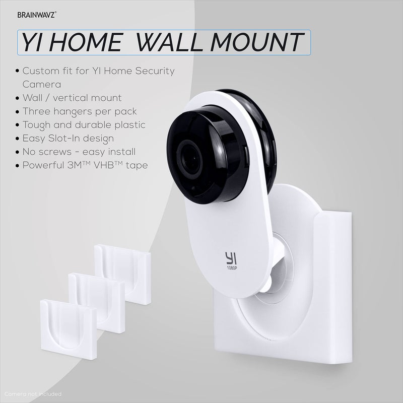 BRAINWAVZ Wall Mount for YI Home (3 Pack) Security Camera - Adhesive Holder, No Hassle Bracket, Strong 3M VHB Tape, No Screws, No Mess Install (White) by Brainwavz - Image 2