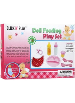 Click N' Play 8 Pc Baby Doll Feeding Set W/Accessories ; Baby Doll Accessories Set Dolls Set/Stuff Toy Bottles Disappearing Milk Food Set Bottle Toys Pretend Play Supplies ; Toddler Girls  - Image 4