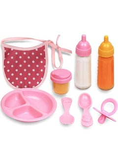 Click N' Play 8 Pc Baby Doll Feeding Set W/Accessories ; Baby Doll Accessories Set Dolls Set/Stuff Toy Bottles Disappearing Milk Food Set Bottle Toys Pretend Play Supplies ; Toddler Girls  - Image 1